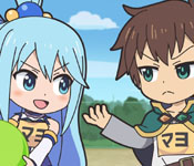 aqua taking the dodgeball from kazuma